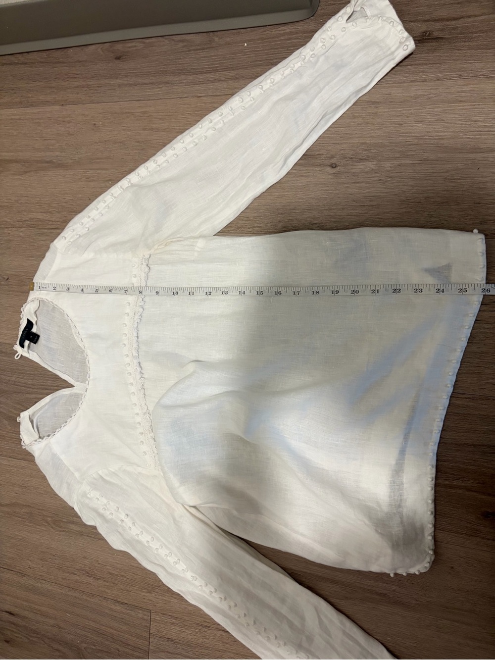 J. Crew White Long-Sleeve Linen-Blend Peasant Blouse Size 4 - Picture 8 of 10